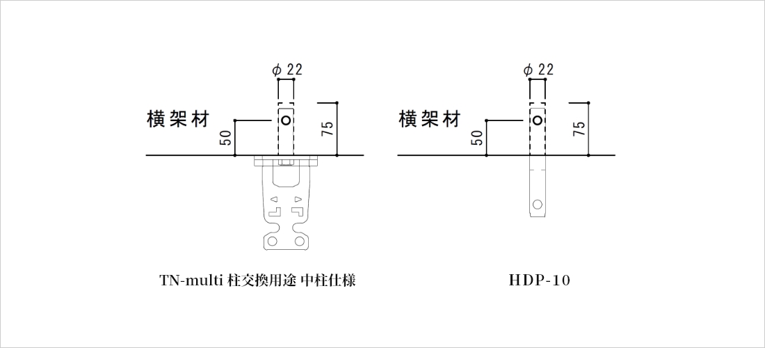 TN-multi柱交換用途中柱タイプとHDP-10比較図