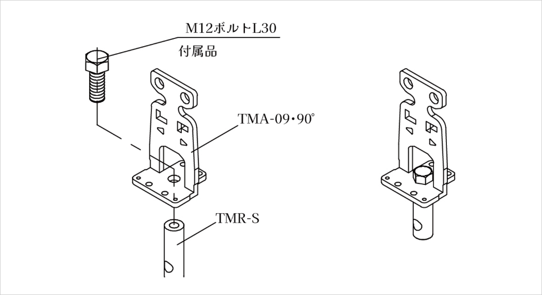 TN-multi（柱交換用途・中柱タイプ）の金物組立図
